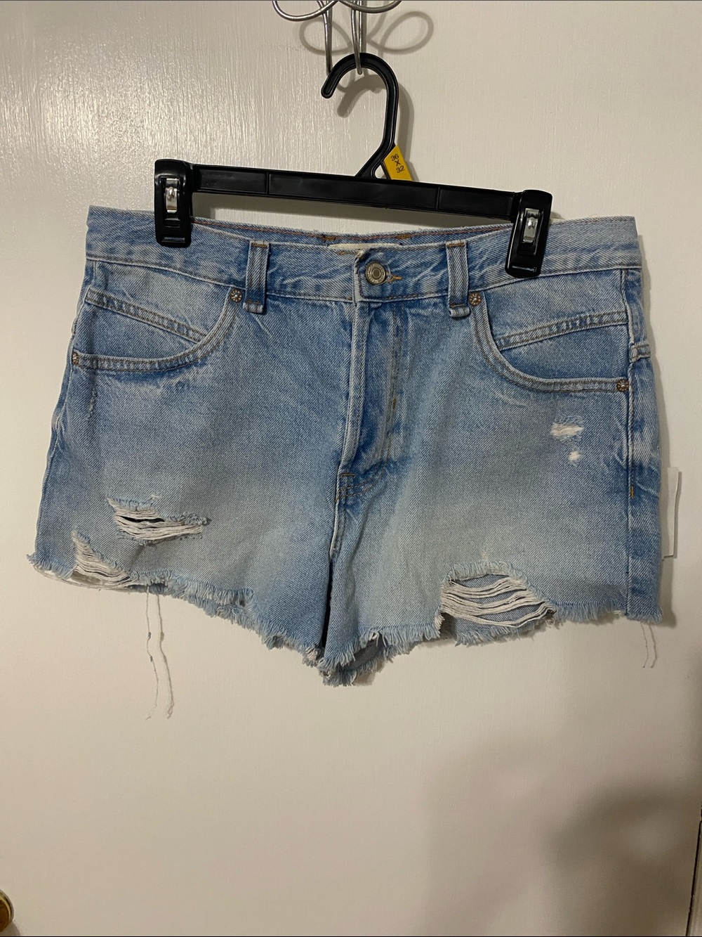 We The Free Light Blue Distressed Denim Cutoff Shorts